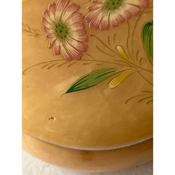 Vintage Italian Alabaster Trinket Box With Floral Design & Hinged Lid - Picture 8 of 8